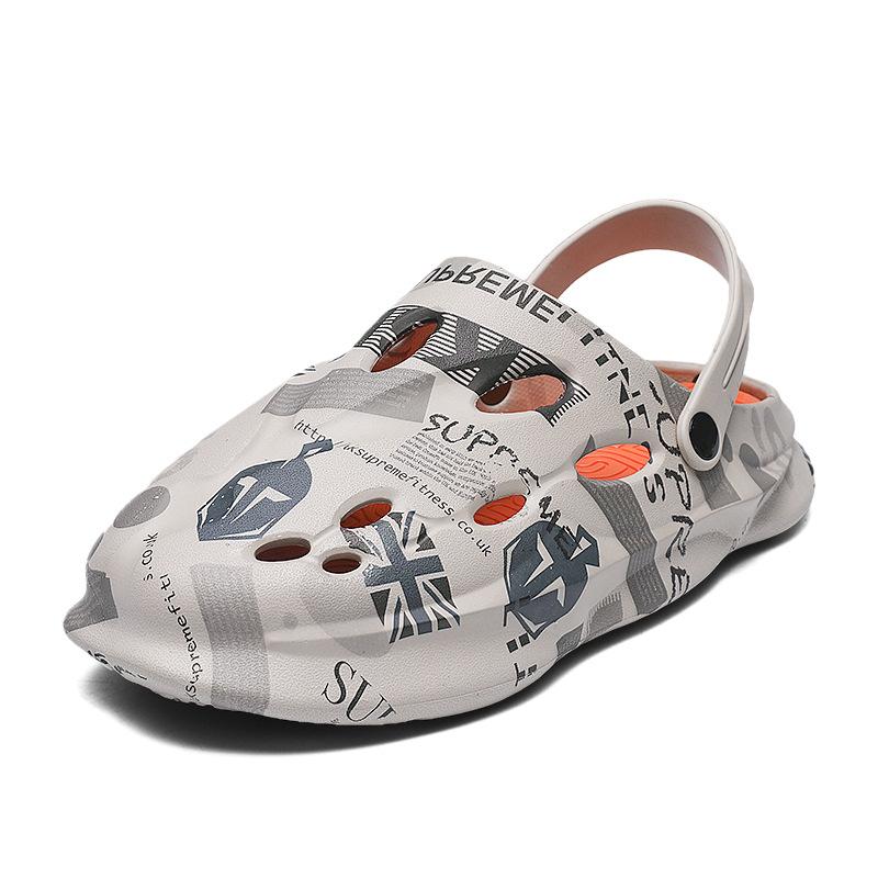 

Дышащие повседневные туфли с камуфляжным принтом, мужские нескользящие тапочки двойного назначения на толстой подошве, модные мужские пляжные сандалии 45/46 хаки