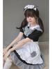 Cosplay Anime 4-Piece Maid Outfit - Cute Black & White Checkered Princess Dress with Bow