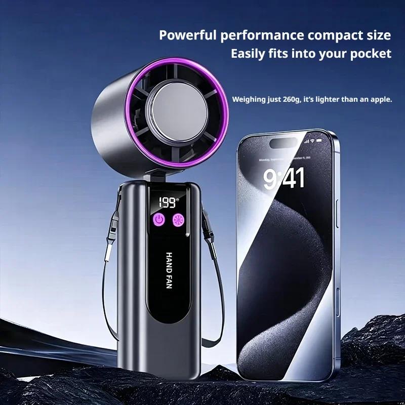 Super Speed Wind Cannon Handheld Mini Fan Portable Semiconductor Ice Compression Cooling Outdoor Mini Air Conditioner Fan