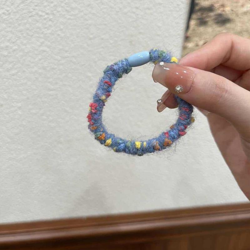 6Pcs Fashion Korean Style Colorful Yarn Hair Rope High Elasticity Rubber Band Sweet Headpiece Headband