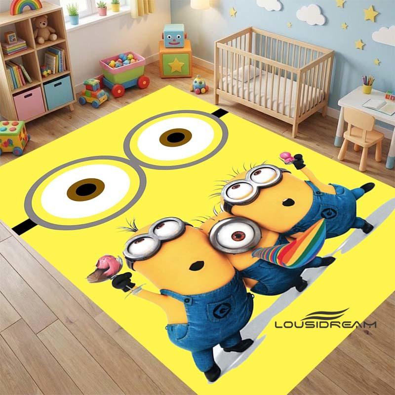 "I LoveM- Minions" Cartoon-Print Rug — Non-Slip Kitchen Mat, Outdoor Carpet, Home & Bedroom Decor, Yoga Mat, Birthday Gift.