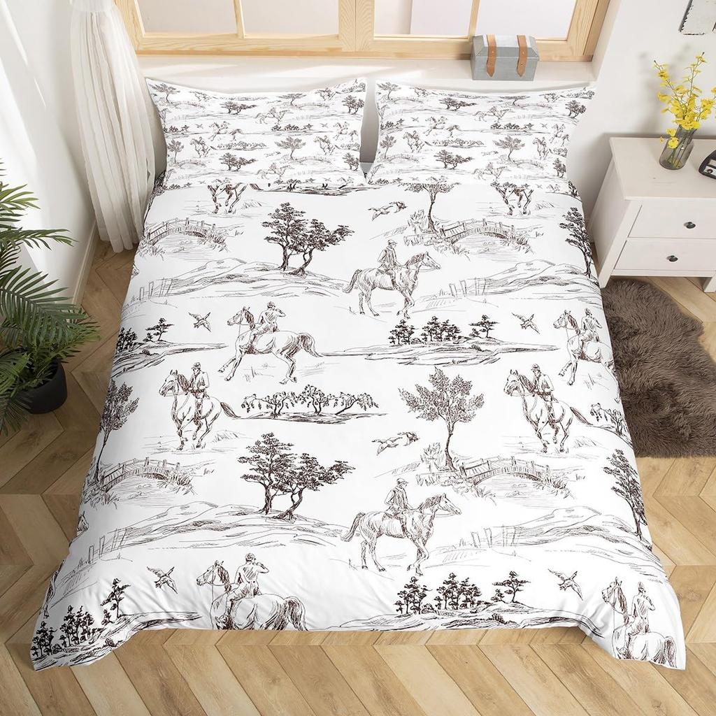 Western Cowboy Bettbezug King Size Wüstenkaktus Kuh Pferd Tier Bettwäsche Set Für Kinder Jungen Mädchen Erwachsene Raumdekoration 3-teilig