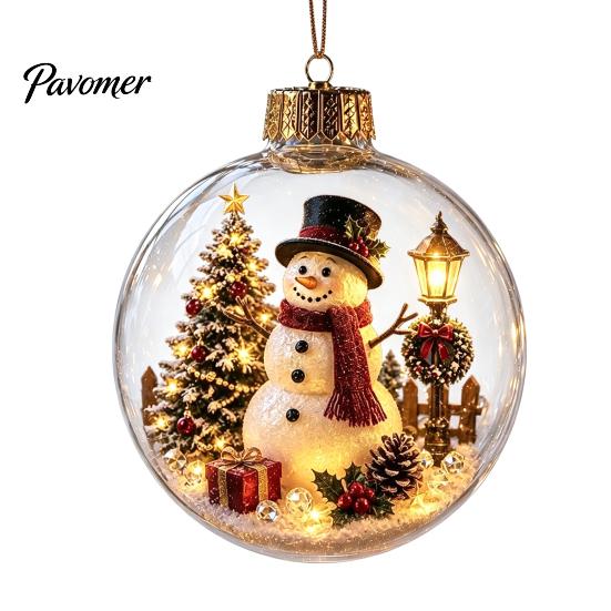 Year Round Home Accent Lighted Clear Christmas Ball Ornaments, Cute Santa Claus/Tree/Snowman/Angel Figure Inside Acrylic Hanging Decor The Xmas