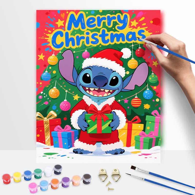 Disney Stitch Christmas theme oil painting art kit handmade painting diy home decoration