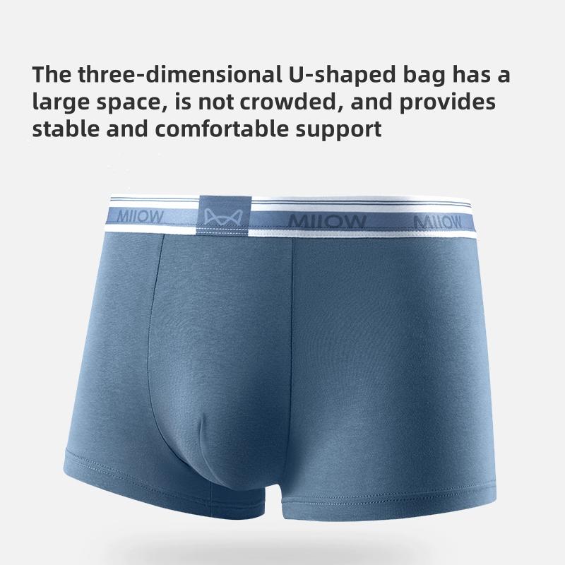 MiiOW 3 Stück Herren Unterwäsche Graphen Antibakterielle Unterwäsche Weiche und Bequeme Baumwollunterwäsche Flache Eckunterwäsche L-5XL