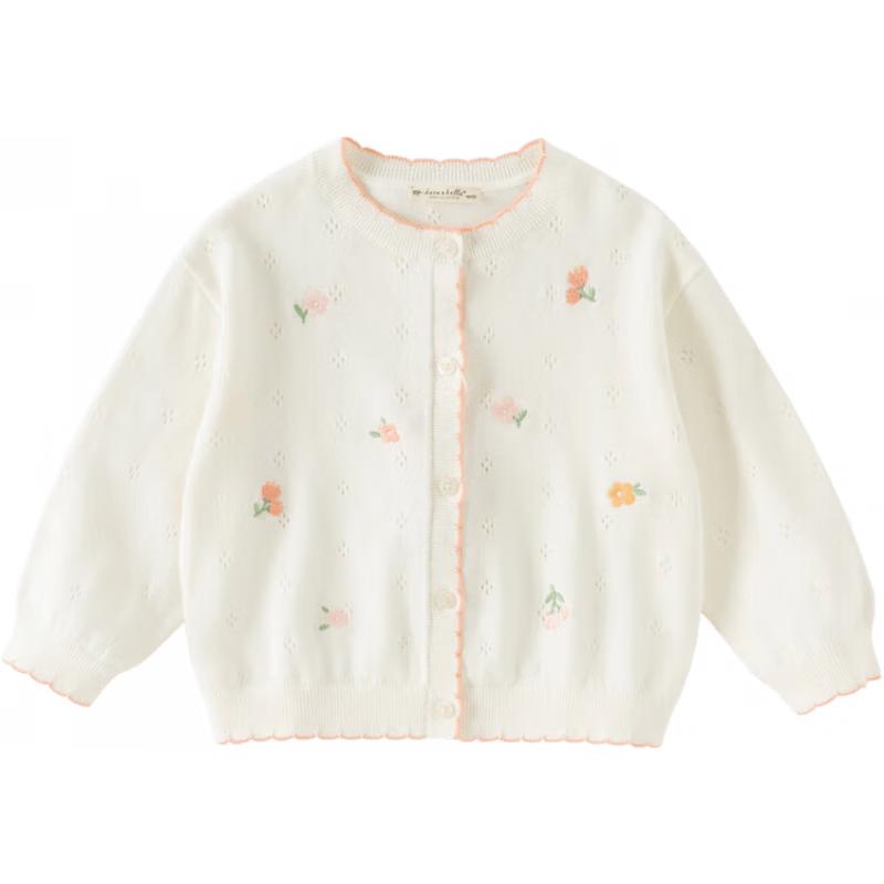 DAVE&BELLA Girls Floral Anti-static Knit Cardigan 90