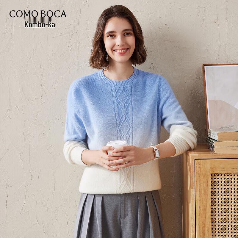 KEMENBOKA Women's Dip-Dye Pure Cashmere Asymmetrical Knit Sweater