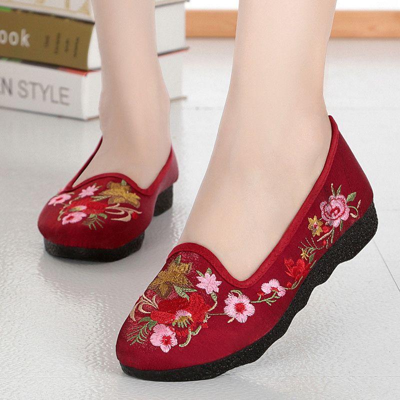 women fashion plus size black embroidery anti skid flat shoes lady vintage comfort dance loafers zapatos mujer cool flats ga376