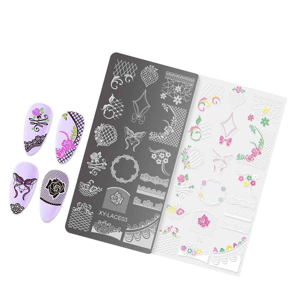 Hollow Lines Nails Art Stamping Template Flowers Manicure Print French Tip Nails Stamping Plates Nails Art Stamp Tool