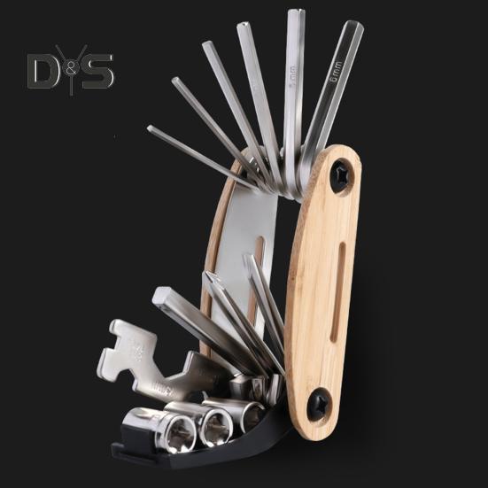 Bicycle Repair Tool Portable Folding 16-in-1 Bike Multitool Heavy Duty Metal Road Mountain Bike Bone Wrench Maintenance Tool Bike Accessories