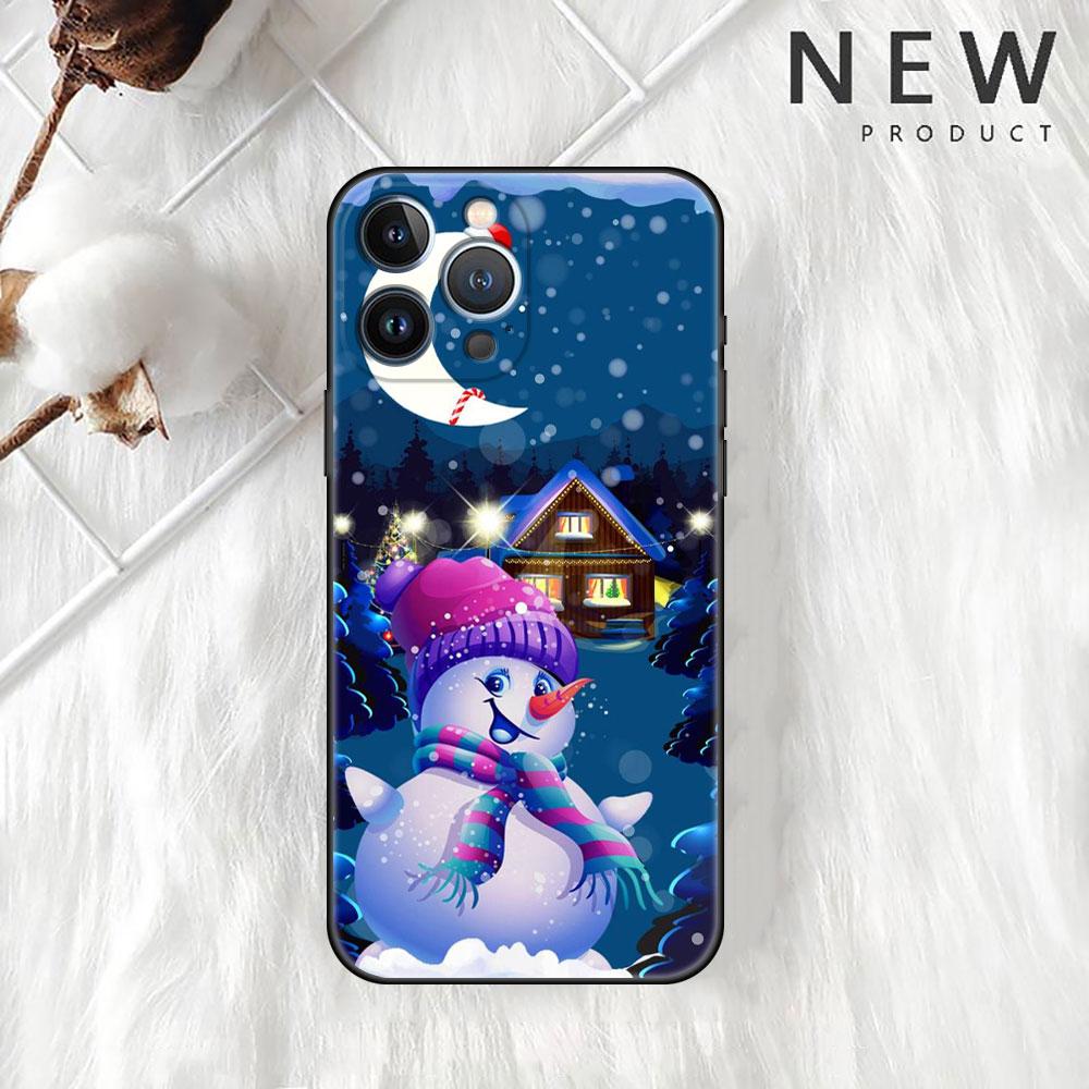 Carcasă de telefon moale cu om de zăpadă de Crăciun pentru iPhone 11 13 Pro Max 12 Mini 7 8 Plus SE 2020 X XS 6 6S 5 5S Funda Silicon spate capac Sac