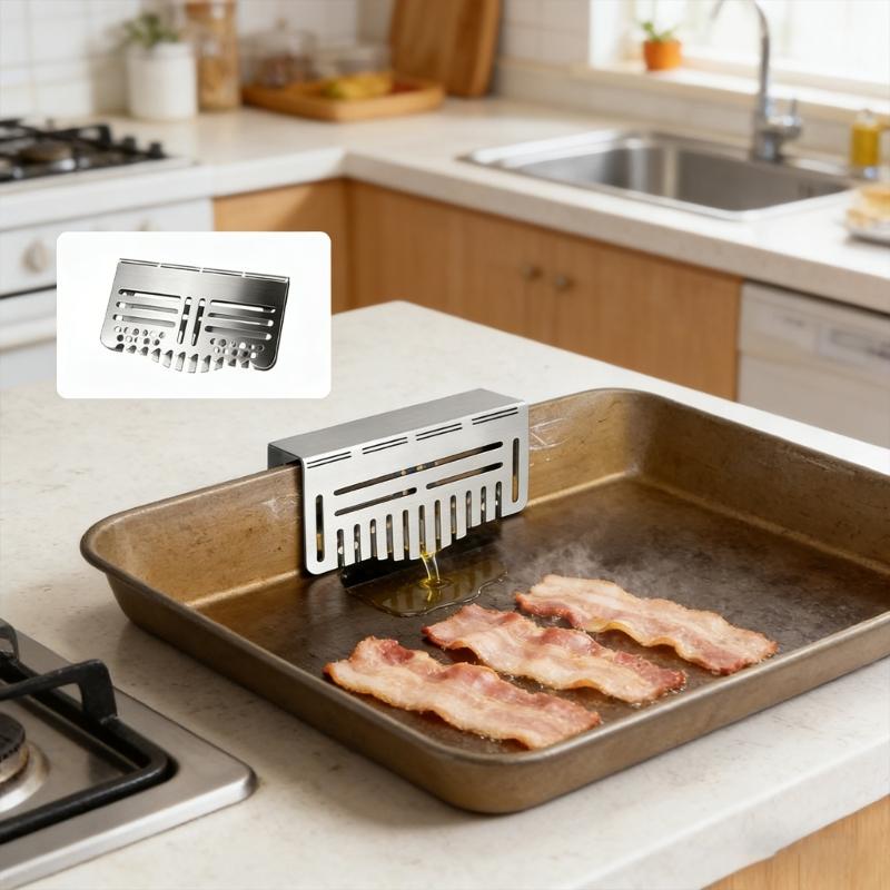 Griddle Accessories Stainless Steel Greases Gate Blocker Block Food from Falling into Rear Greases Trap Heat Resistant