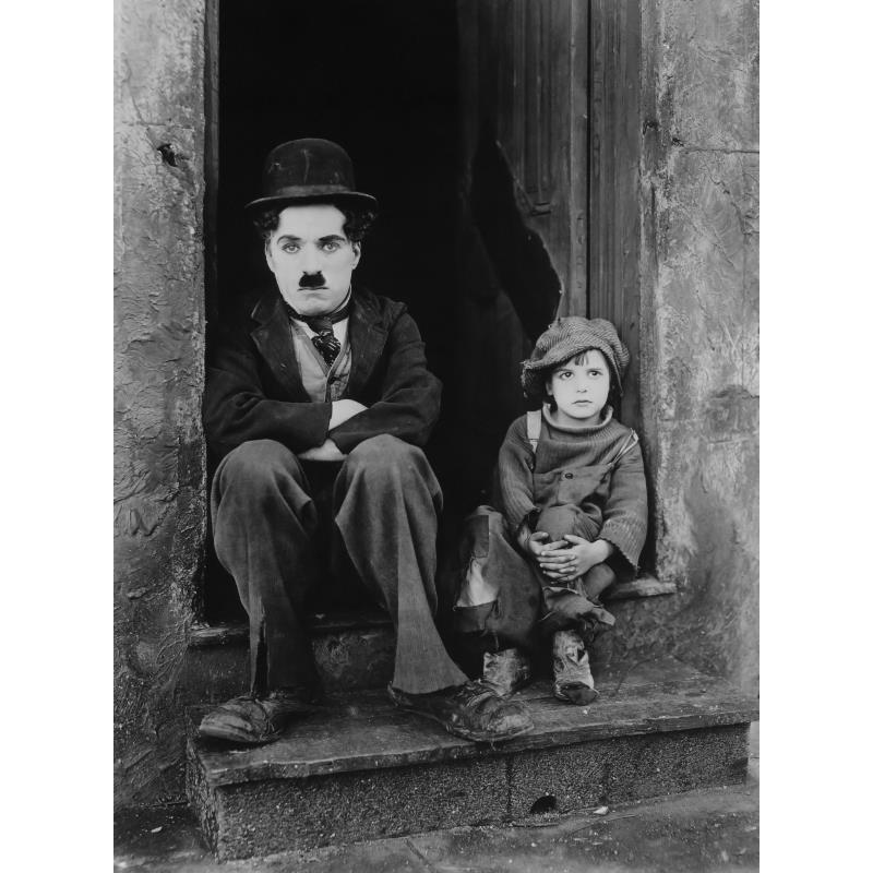 Černobílý komediální mistr Charlie Chaplin a Chlapec Filmové plakáty Plátno Tištěný obraz Nástěnné umění Obrázky Pokoj Domácí dekorace
