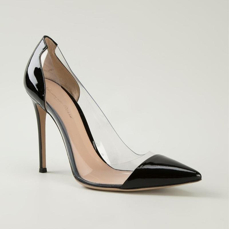 Hot-selling Pointed Splicing Transparent Cm High-heeled Women's Versatile Single Shoes