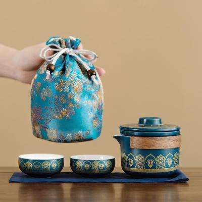 Retro Guochao Stoffbeutel Reise-Teeset Outdoor Antiker Reim Aufbrüh-Teekanne Kuaike Tassenset Firmengeschenke