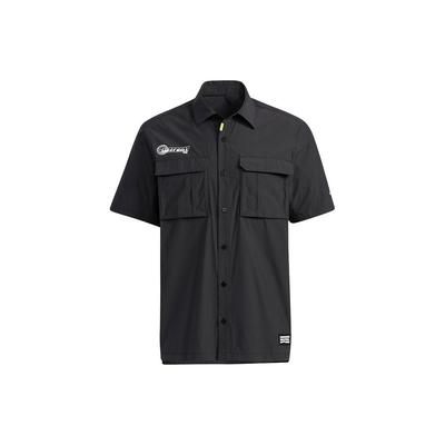 Logo-Druck Outdoor-Sport Atmungsaktives Kurzarmshirt Herrenhemden Schwarz HB8921