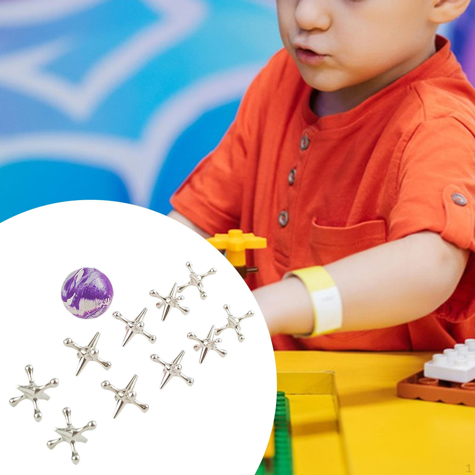 

10 Pack Jacks Board Games, Fun And Portable Hand-Eye Coordination Old-Fashioned Tabletop Toys for срібний