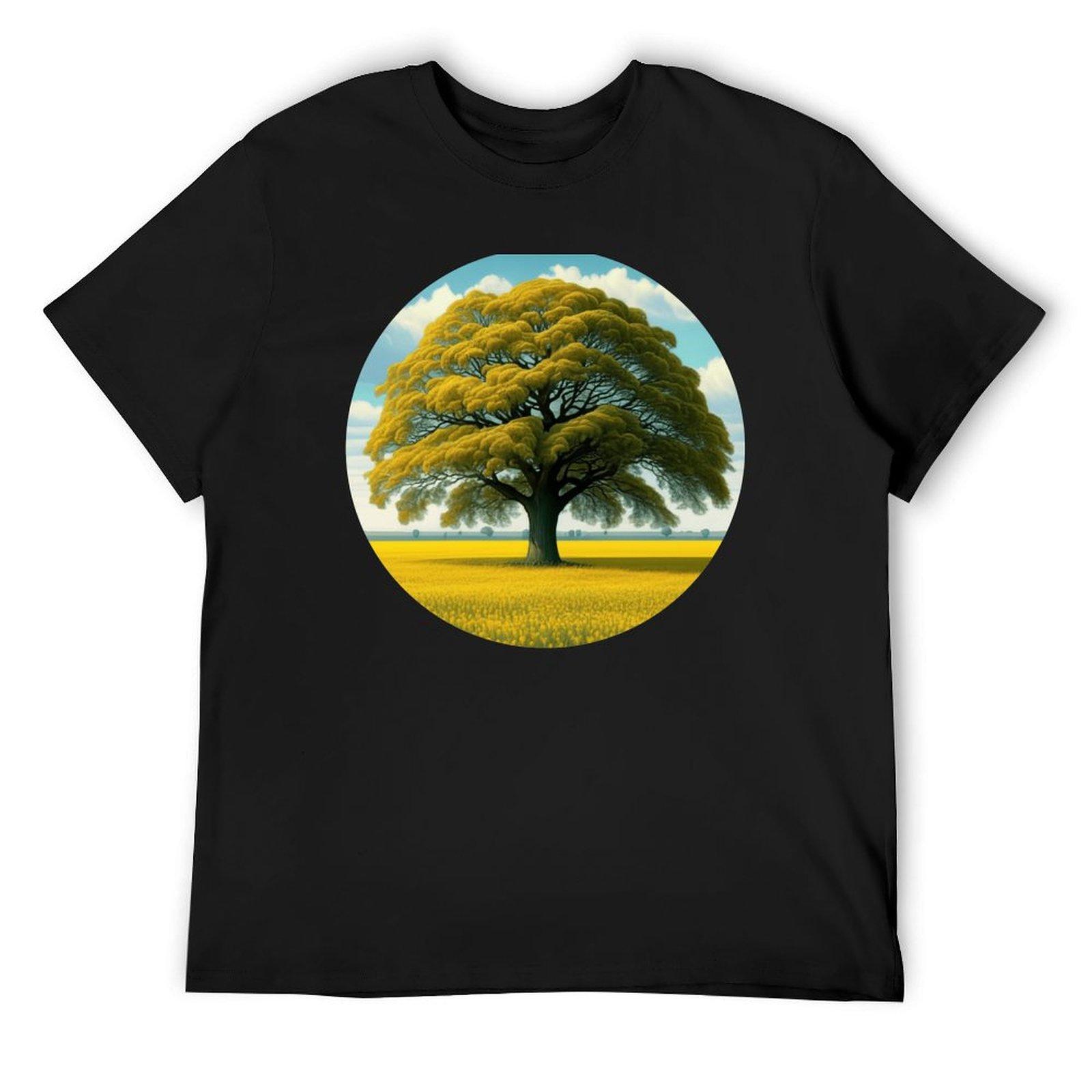 

A tree in a rapeseed field T-Shirt customs design your own graphic tee shirt for a boy vintage Men s clothing 4XL