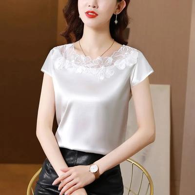 Foreign Style Loose Lace Short Sleeve T-Shirt Top