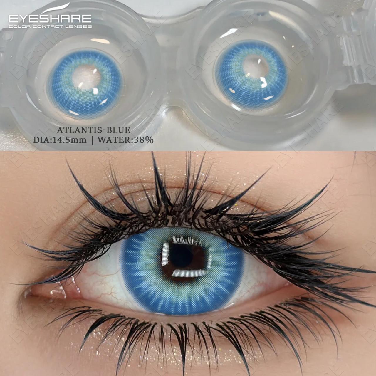 

EyeshareНатуральные цветные контактные линзы для глаз 2 шт. Синие цветные контактные линзы для глаз Ежегодные красивые контактные линзы для макияжа