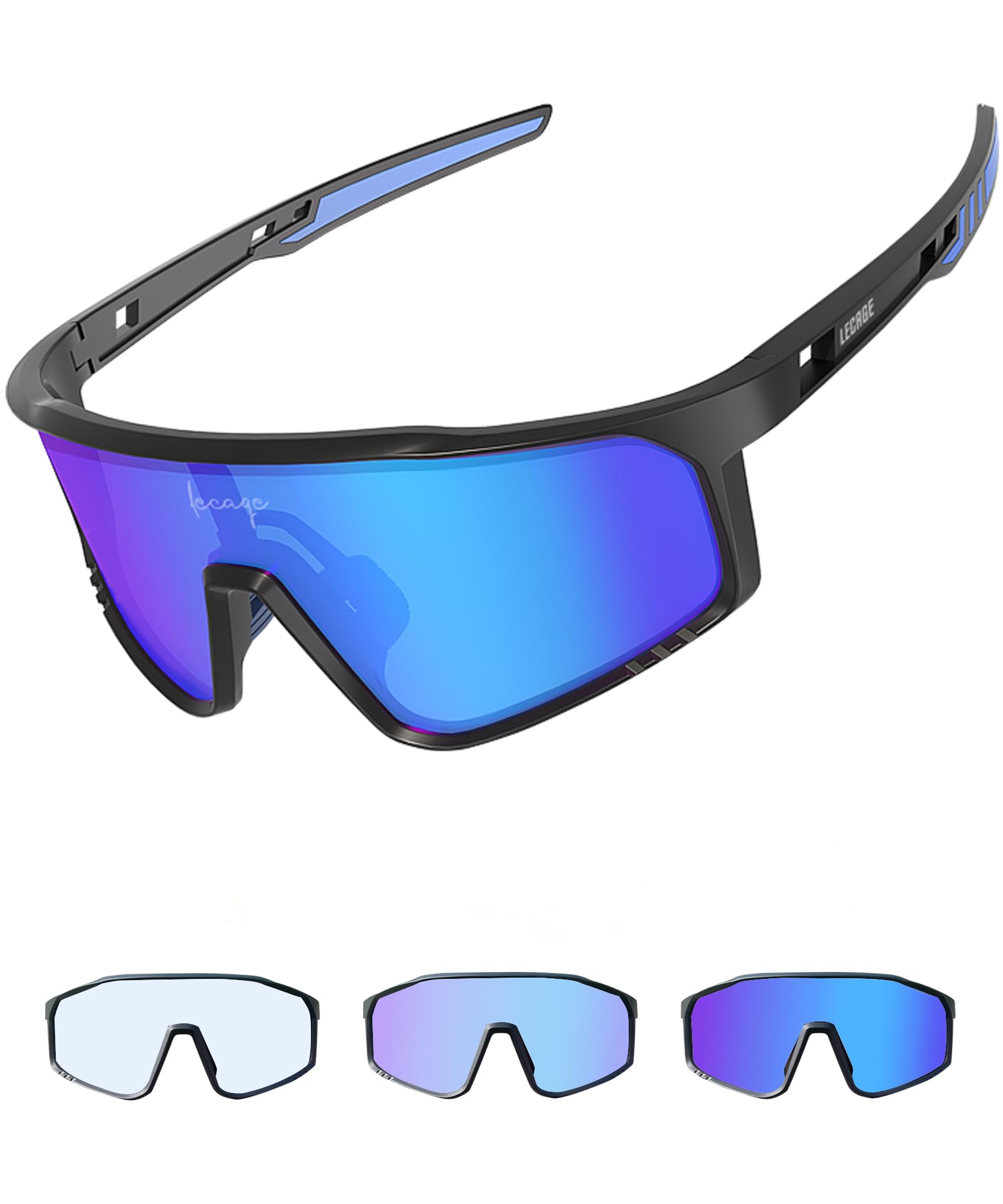 

LECAGE Photochromic Sports Sunglasses, Cycling Goggles, Lightweight, Color-Changing, UV Protection, Youth Baseball Sunglasses, Unisex, Ideal for