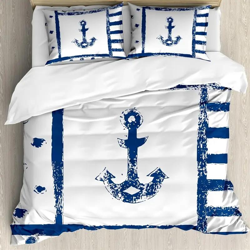 

Nautical Theme Anchor 3D Print Bedding Set Cozy Duvet Cover Set King Queen Twin Single Size Birthday Gift Boy Kid Bedroom Decor EU Single 135x200cm