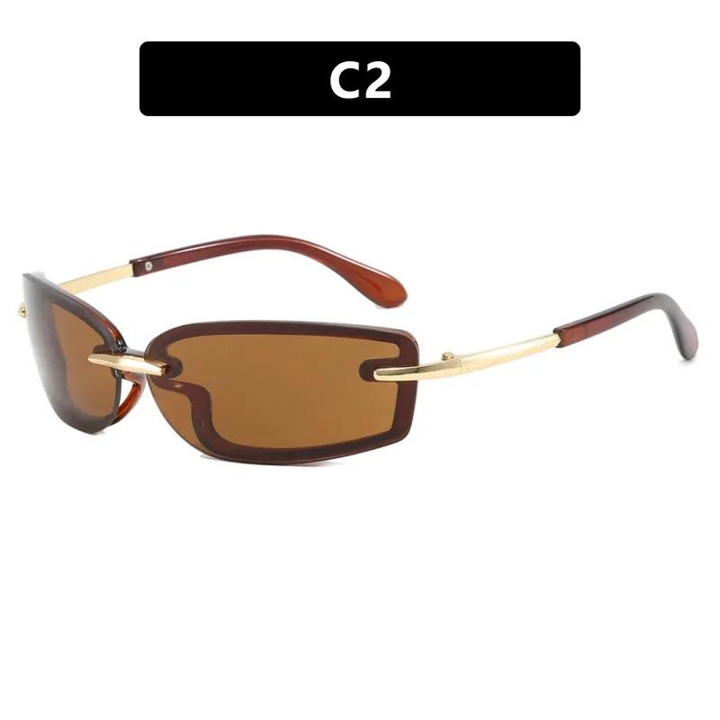 Rimless  Metal Small Frame Sunglasses Rectangle Fashion Popular Women Men Shades Square Sun Glasses For Female Male