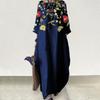 Women Long Dress Round Neck 45720 Sleeves Loose Floral Print Fashion Outfits