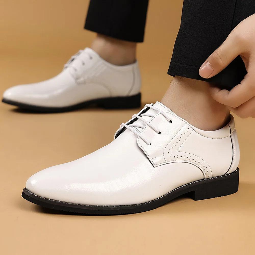 Klasické Pánske Spoločenské Topánky Špicatá Špička Mäkká Podrážka Business Casual Pánske Formálne Topánky Pánske Kancelárske Mokasíny Svadobná Párty Oxfordy Topánky