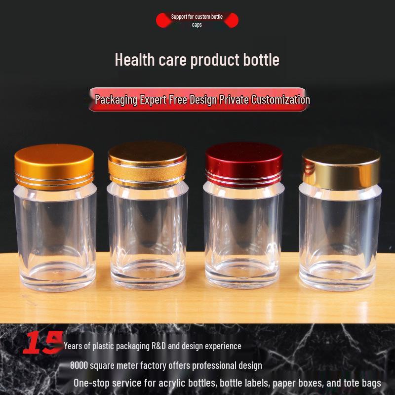 Acrylic Sealed Food Grade Plastic Storage Jar with Lid for Reishi Spore Powder