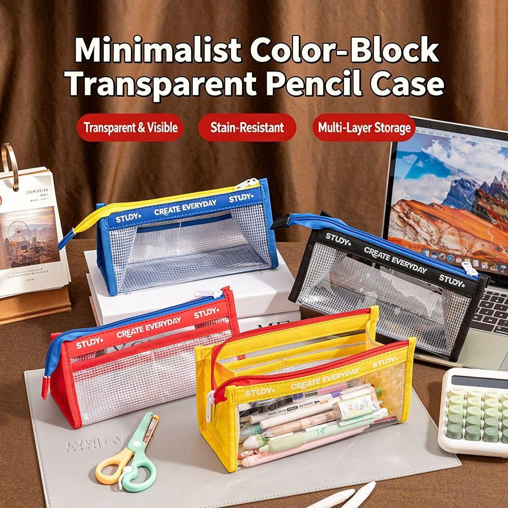 Visible Transparent Pencil Case Multiple Layers Stationery Organizer New Pen Bag for Students