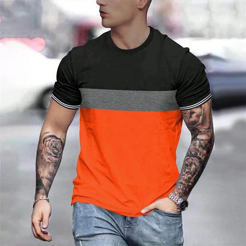 Summer new men's printed T-shirt round neck top