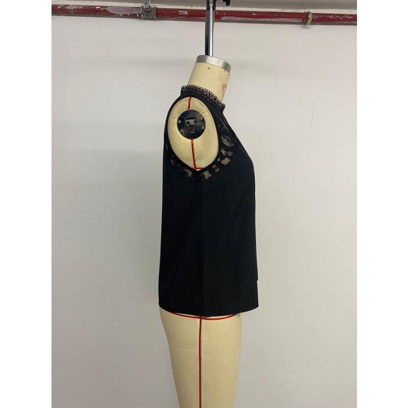 Casual Commuting Lace Sleeveless Top Half High Neck Solid Color Women’s Blouses & Shirts