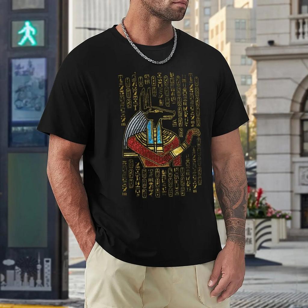 Egyptian Anubis Ornament Classic For Sale T-shirts Funny Graphic T-shirt Crewneck Motion  Nerd Leisure Eur Size