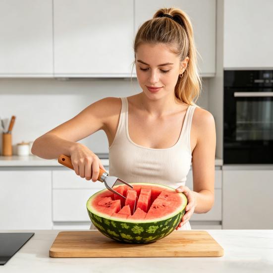 Watermelon Cutter Stainless Steel Fruit Slicer Multipurpose Kitchen Tool for Watermelon Mango Pineapple Cantaloupe