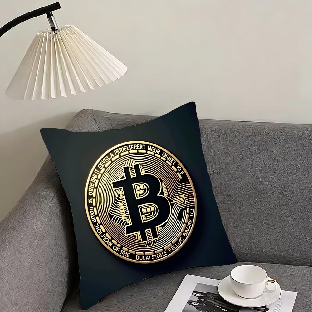 Bitcoin Fashion Cushion Cover Pillowcase Ultra Soft Skin Friendly Fabric Cloud Like Comfort & Concealed Zipper