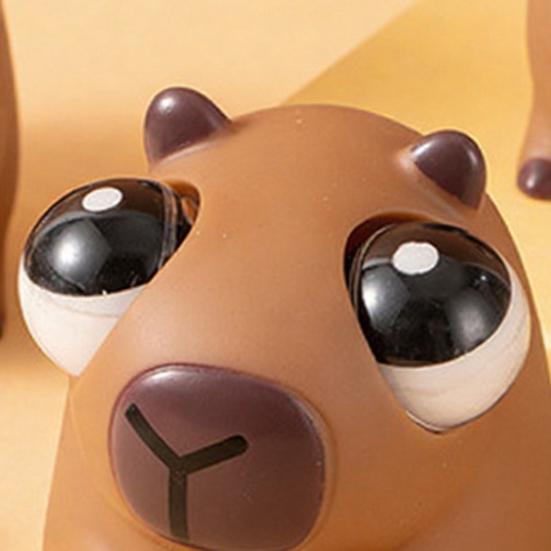 Popping Eye Capybara Squeeze Toy Anxiety Stress Relief Sitting Capybara Pinch Sensory Toy Soft Stress Ball Animal Fidget