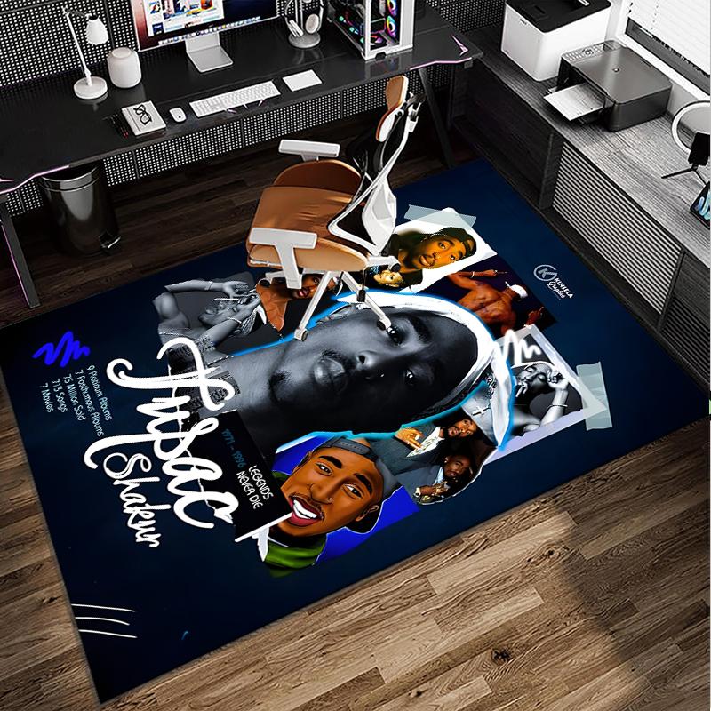 Rap Legend In Blue Office Rug Chair Mat, Game Carpet, Suitable for Front Door, Bedroom, Living Room, Desk, Holiday Gift