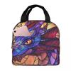 Glass Purple Dragon Pattern Insulated Lunch Bag for Women Office Cooler Thermal Food Box Tote Portable Lunch Boxes Container
