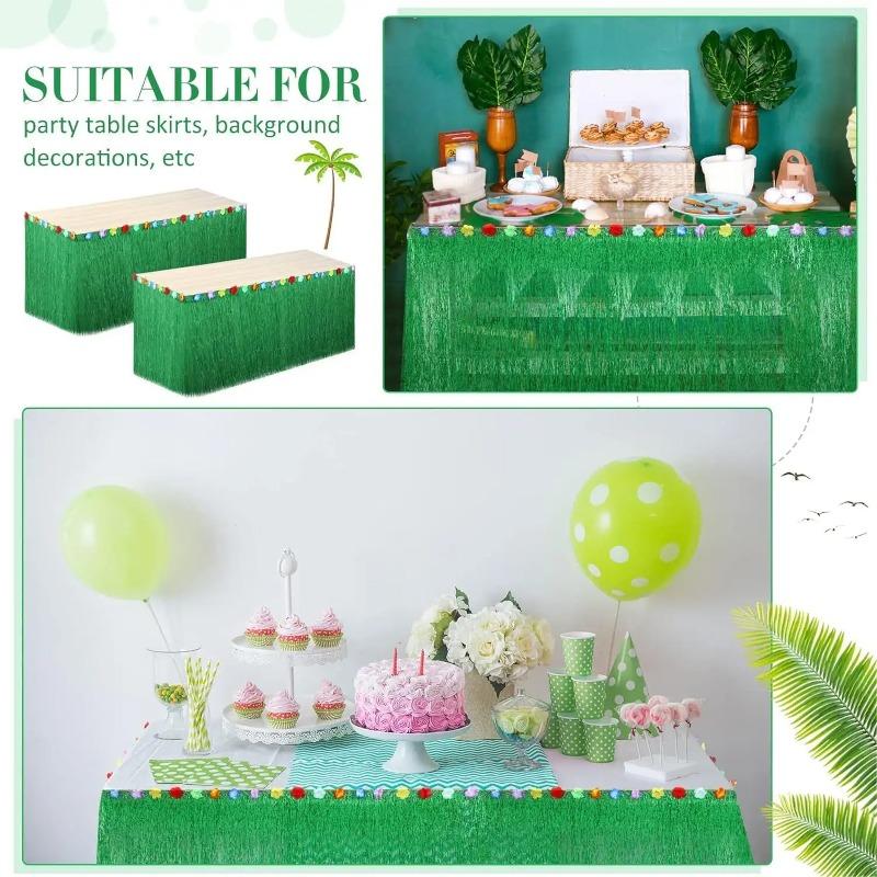 Authentic Grass Table Skirt for Tropical Luau Parties | Hawaiian Hula Skirt Decor Themed Summer Beach Birthday Party Supplies