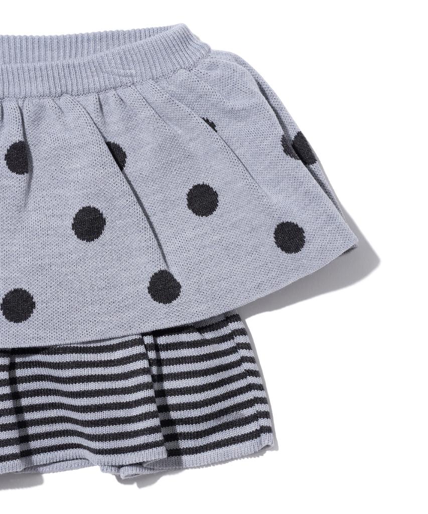 Yuhee Dot Pattern Ruffle Knit Skirt Gray
