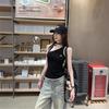 2025 Women's Black Slim Off-Shoulder Sleeveless Vest - Summer Fashion