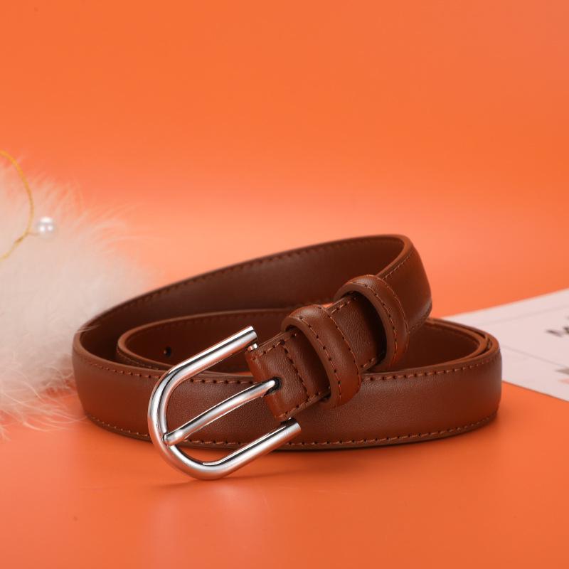 Women's Versatile Pin Buckle Leather Belt for Casual Pants and Dresses