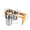 IMEEA Chopstick Holder, Cutlery Stand, Cutlery Holder, Cutlery Case, Stainless Steel, Wooden Frame, 3 Sets