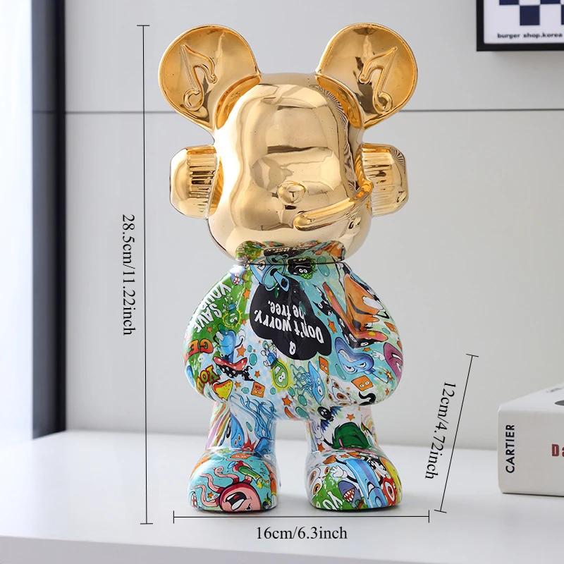 Colorful Fashion Bear Piggy Bank Animal Statue Modern Living Room Home Decoration Gift