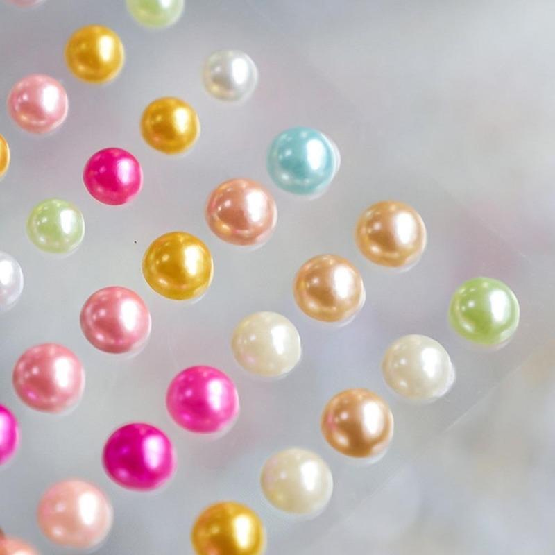 2Sheets Fashion Tattoo Makeup Eyeliner Eyeshadow Eyes Makeup Face Pearls Stickers Imitation Pearls Acrylic Self Adhesive