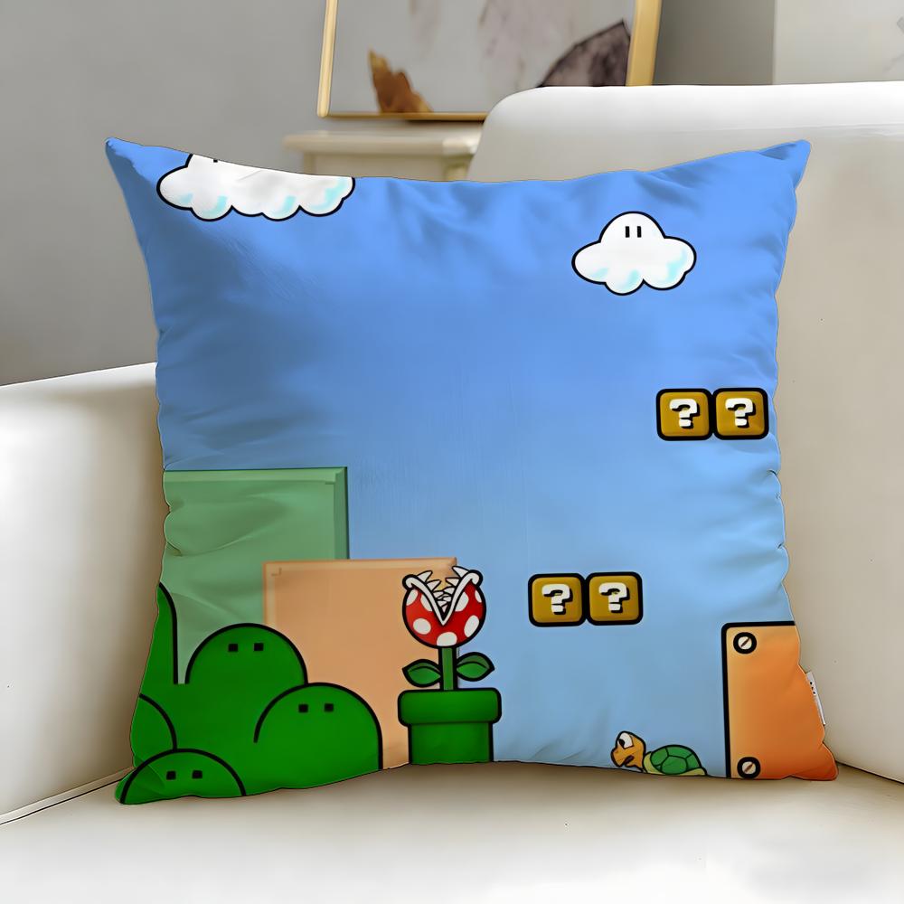 classic game character Mario Cushion Cover Soft & Easy-Wash Pillow Case – Versatile for Couch, Bed, Travel and Office
