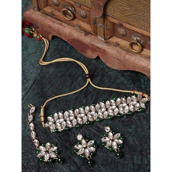 Latest Choker Design Antique Kundan Traditional Necklace Jewellery Set for Women