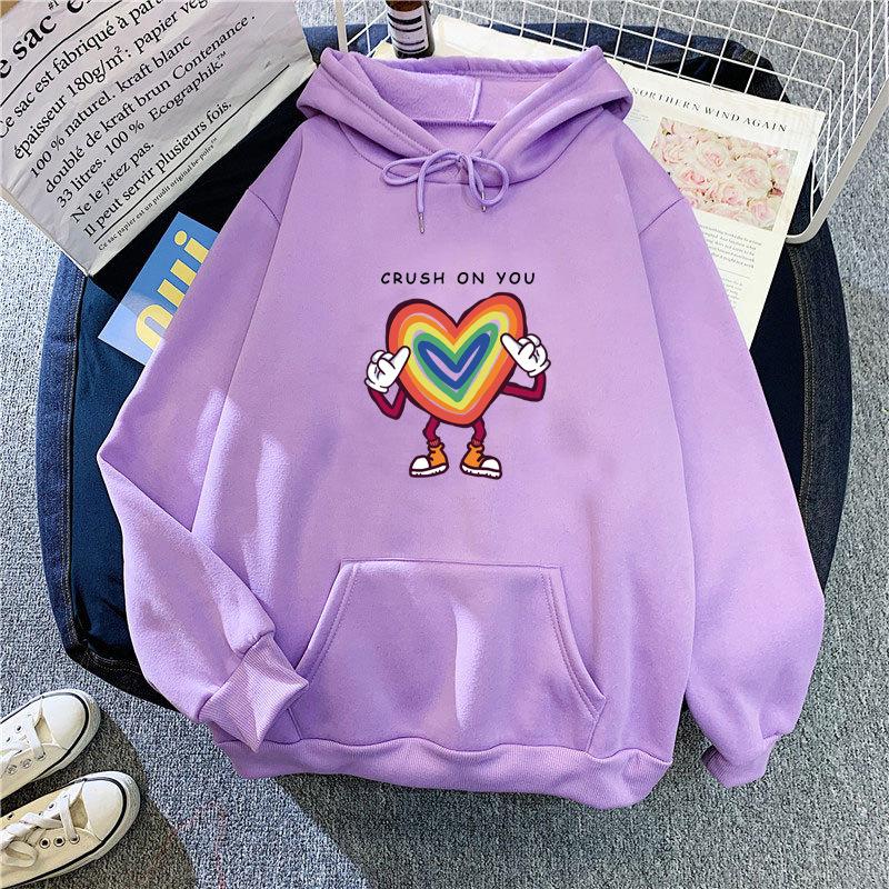 Ladies Funny Pattern Print Pullover Hooded Hoodie for Autumn Winter Women Plus Size Plush Loose Casual Sweatshirt for Students