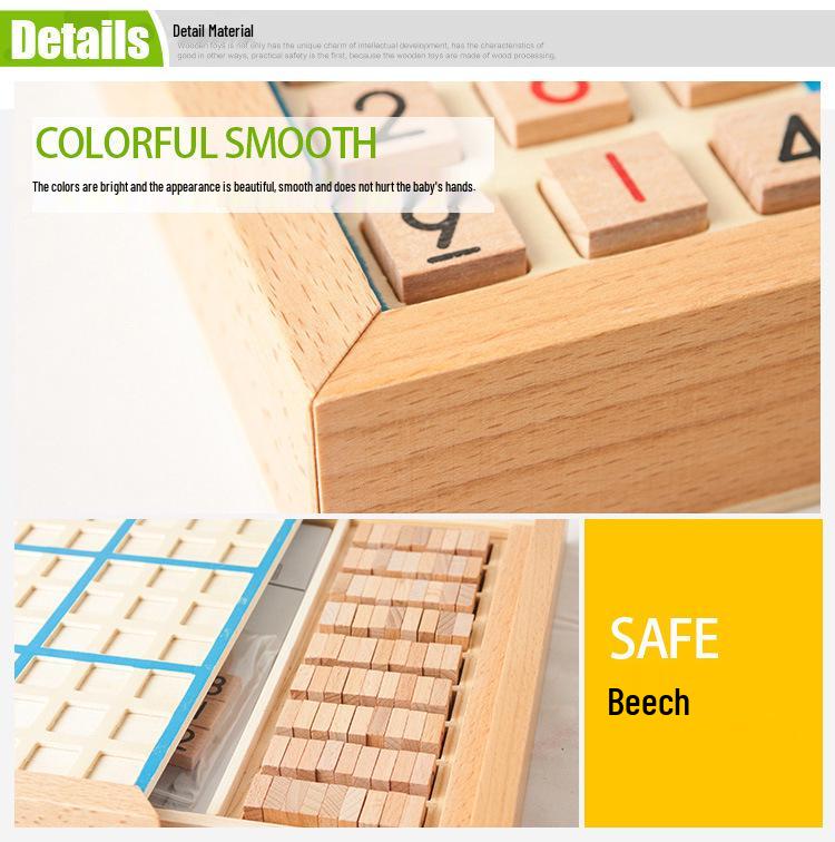 Children's Wooden Sudoku Board Game - Nine-Grid Logic Training Toy